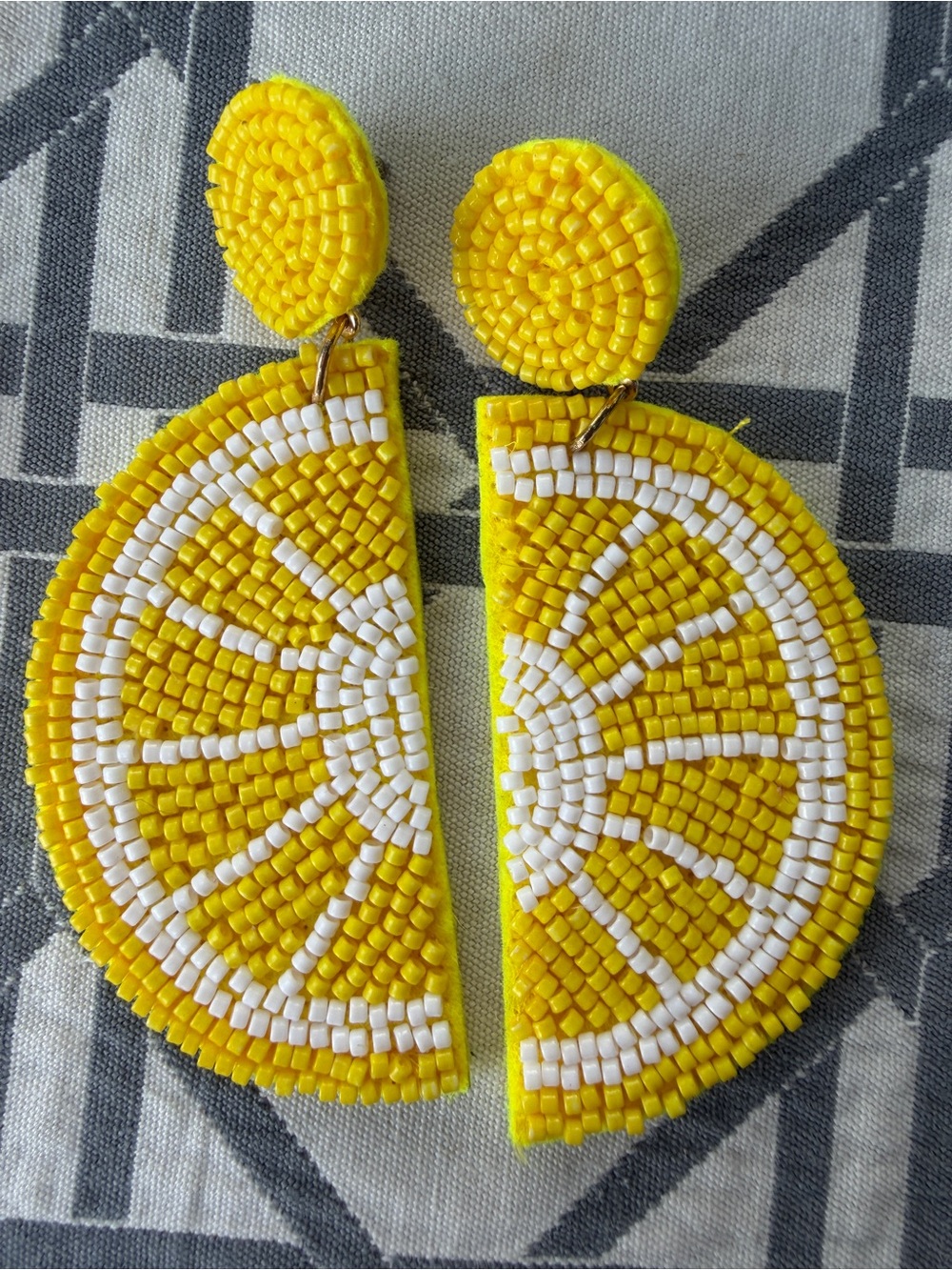 Tabitha Brown Yellow Beaded Lemon Slice Drop Earrings